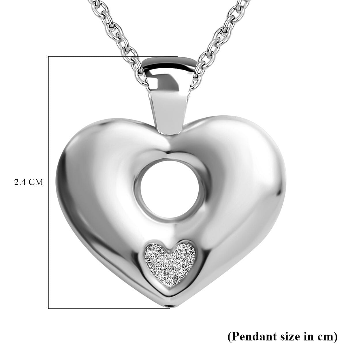 One time Closeout Stardust Heart Pendant in Sterling Silver with Stainless Steel Chain (Size 20) - Silver 4264325 6