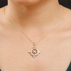 White Zircon Pendant with Chain (Size 20) in 18K Vermeil Yellow Gold Plated Sterling Silver 1.60 Ct.