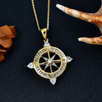 White Zircon Pendant with Chain (Size 20) in 18K Vermeil Yellow Gold Plated Sterling Silver 1.60 Ct.