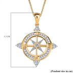 White Zircon Pendant with Chain (Size 20) in 18K Vermeil Yellow Gold Plated Sterling Silver 1.60 Ct.