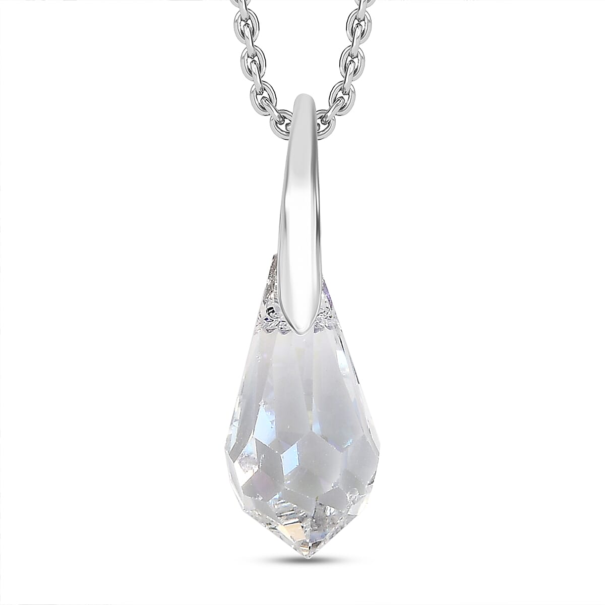 Shimmer Swarovski Crystal Pendant with Chain (Size 20) in Platinum Overlay Sterling Silver 4.38 Ct. 4405999 0