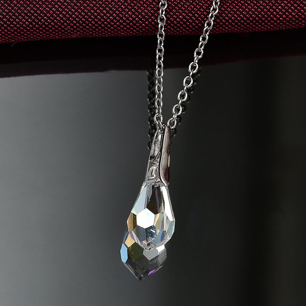 Shimmer Swarovski Crystal Pendant with Chain (Size 20) in Platinum Overlay Sterling Silver 4.38 Ct. 4405999 3