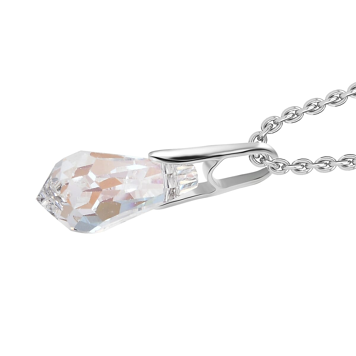 Shimmer Swarovski Crystal Pendant with Chain (Size 20) in Platinum Overlay Sterling Silver 4.38 Ct. 4405999 4