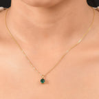 Lab Grown Emerald Pendant with Chain (Size 20) in 18K Vermeil Yellow Gold Plated Sterling Silver