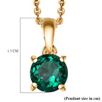 Lab Grown Emerald Pendant with Chain (Size 20) in 18K Vermeil Yellow Gold Plated Sterling Silver