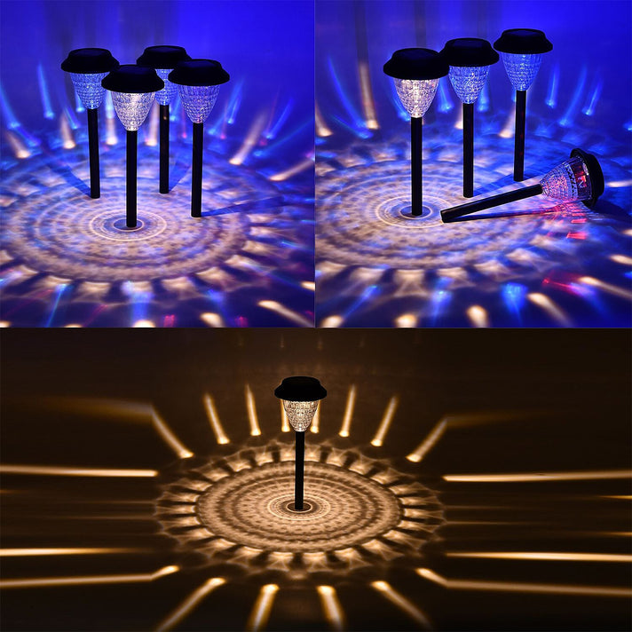 Set of 4 - Stunning Reflection LED Solar Garden Lights with White and Colour Changing Modes 7259114 2