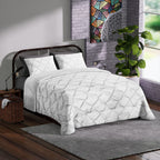 Oxford Closeout - 3 Piece Set - Pleated Comforter with 2 Pillow Cases (Double Size) - White