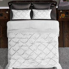 Oxford Closeout - 3 Piece Set - Pleated Comforter with 2 Pillow Cases (Double Size) - White