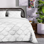 Oxford Closeout - 3 Piece Set - Pleated Comforter with 2 Pillow Cases (Double Size) - White