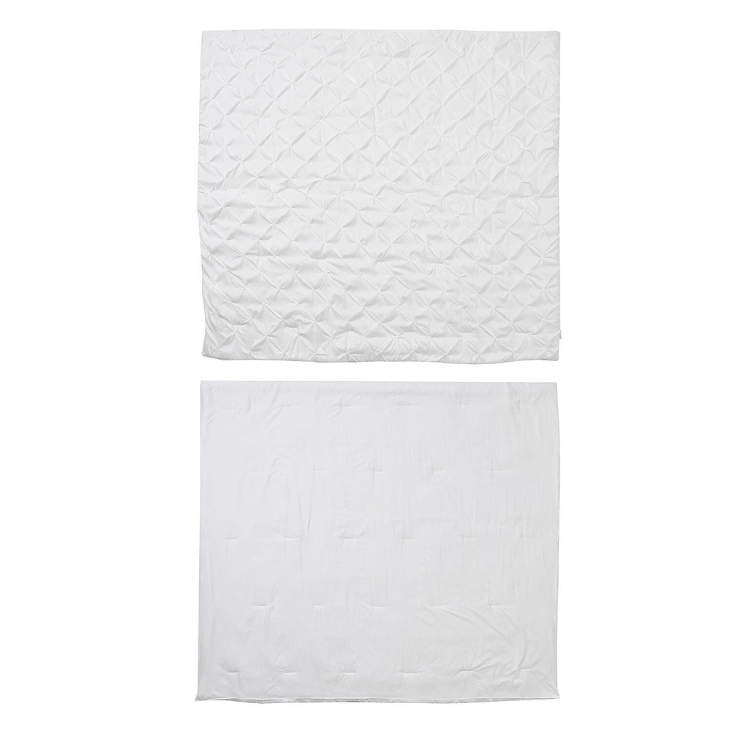 Oxford Closeout - 3 Piece Set - Pleated Comforter with 2 Pillow Cases (Double Size) - White