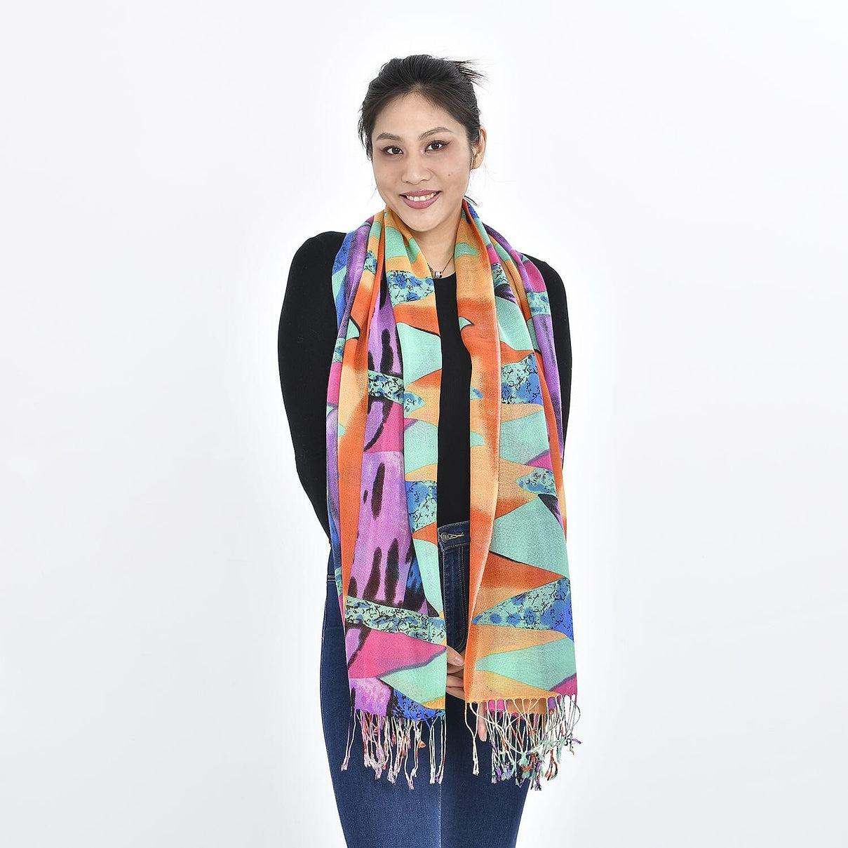 LA MAREY Dot Pattern 100% Merino Woolen Scarf (One Size,175x65 cm) - Multi 7390241 2