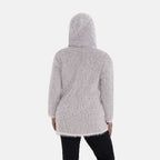 Greek Key Pattern Winter Hoodie Coatigan (One Size Upto 22) - Brown