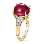 African Ruby & Moissanite Ring in 18K Vermeil YG Plated Sterling Silver 8.00 Ct