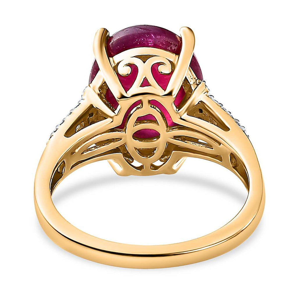 African Ruby & Moissanite Ring in 18K Vermeil YG Plated Sterling Silver 8.00 Ct