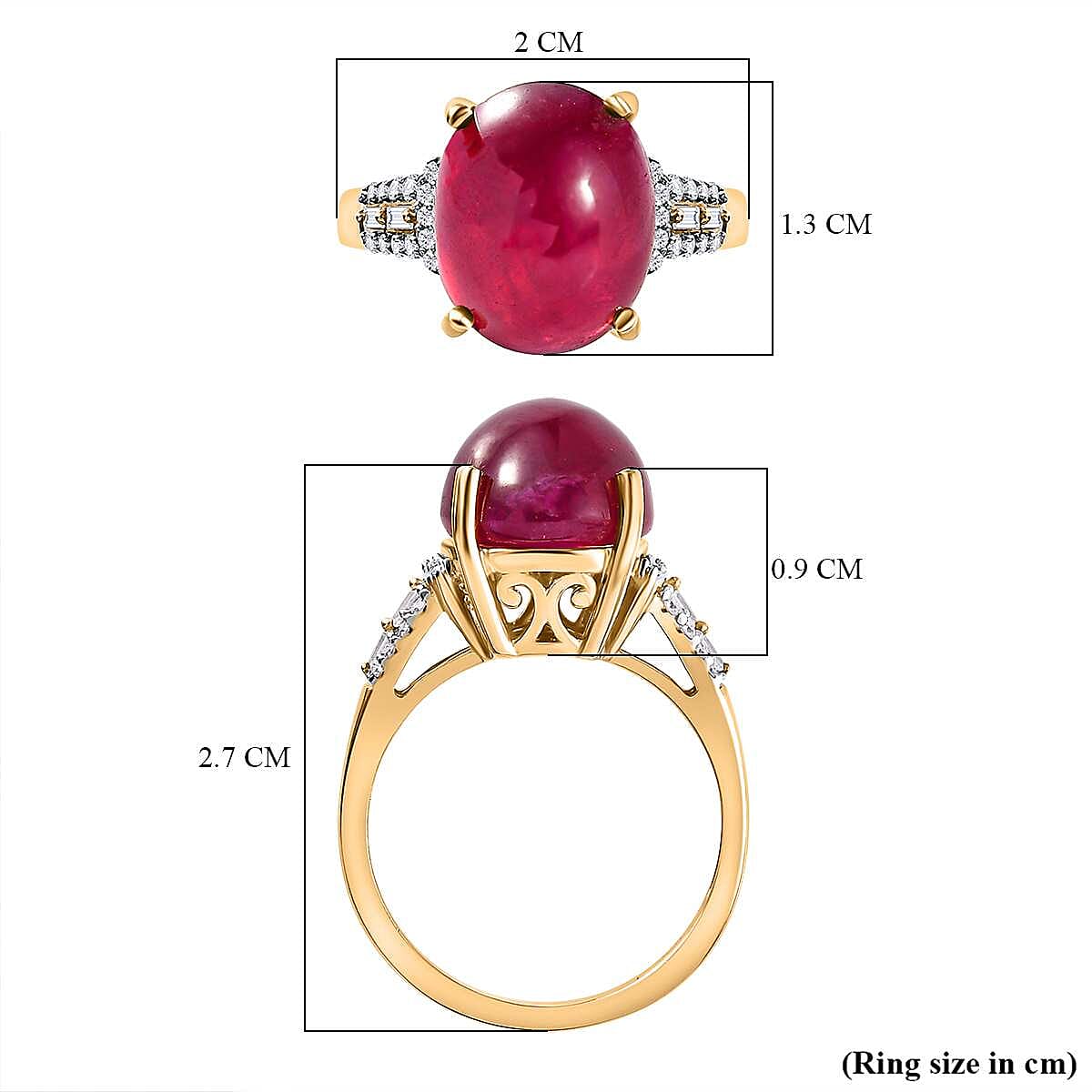 African Ruby &amp; Moissanite Ring in 18K Vermeil Yellow Gold Plated Sterling Silver 8.00 Ct 7508802 5