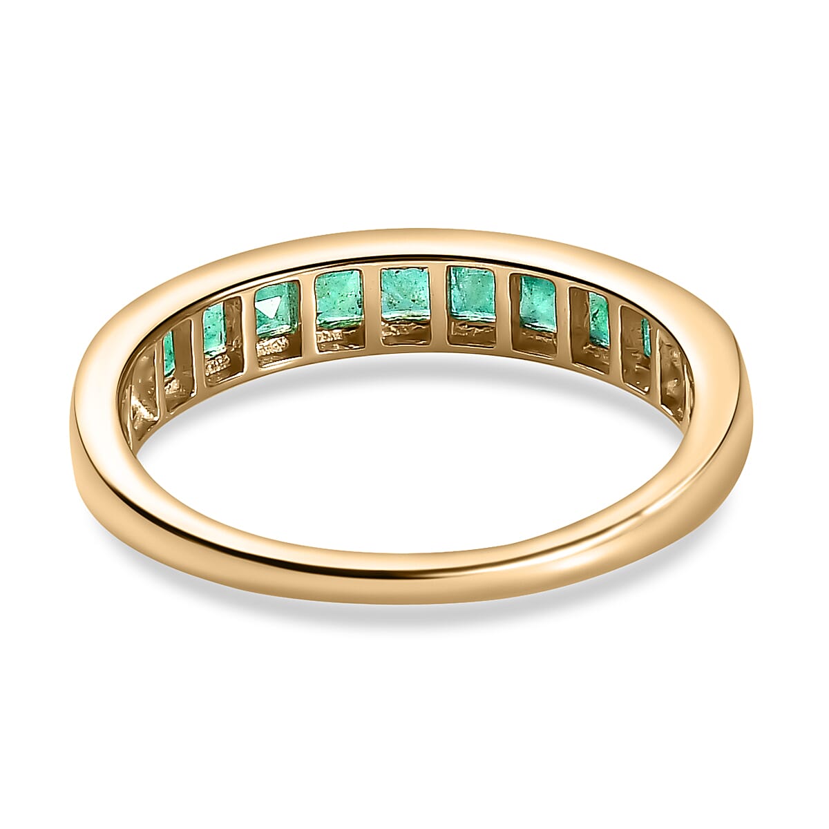 Collectors Edition- 9K Yellow Gold AAA Kagem Zambian Emerald Wedding Band Ring 7536450 4