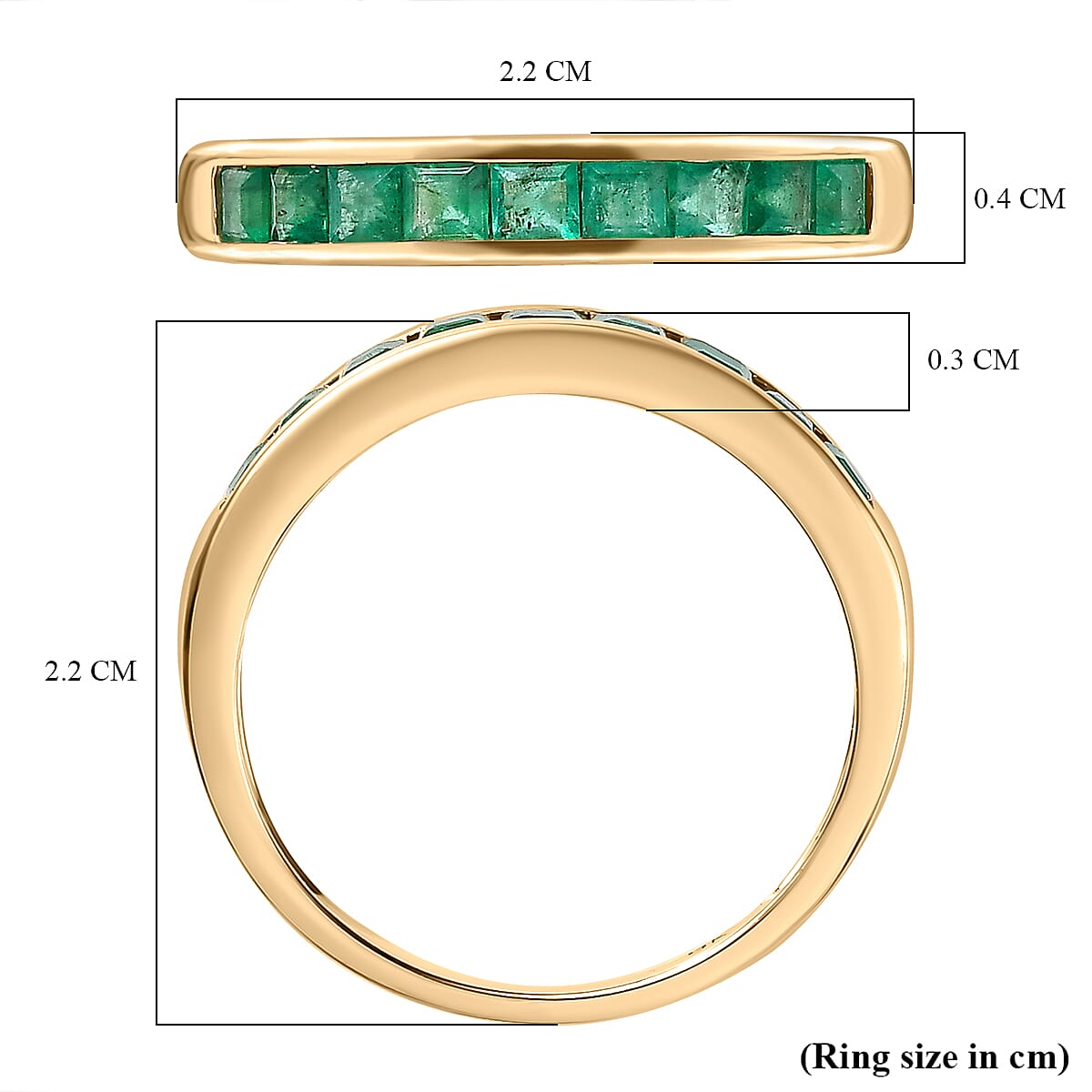 Collectors Edition- 9K Yellow Gold AAA Kagem Zambian Emerald Wedding Band Ring 7536450 5