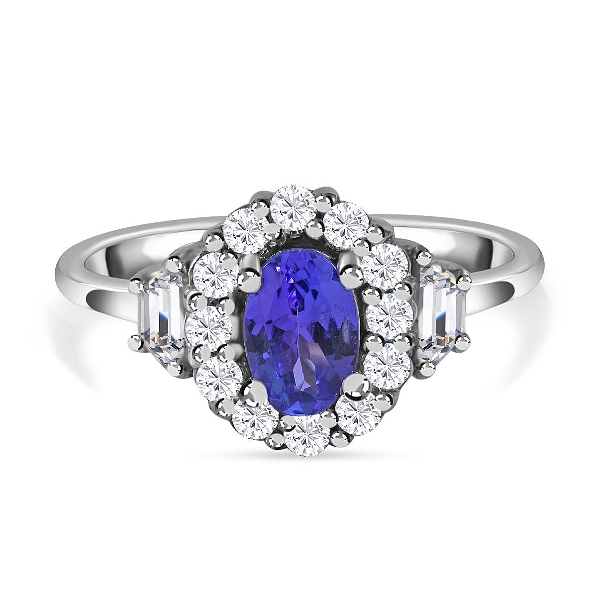 Tanzanite &amp; Natural Zircon Ring in Rhodium Overlay Sterling Silver 1.00 Ct. 7538789 0