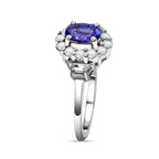 Tanzanite & Natural Zircon Ring in Rhodium Overlay Sterling Silver 1.00 Ct.