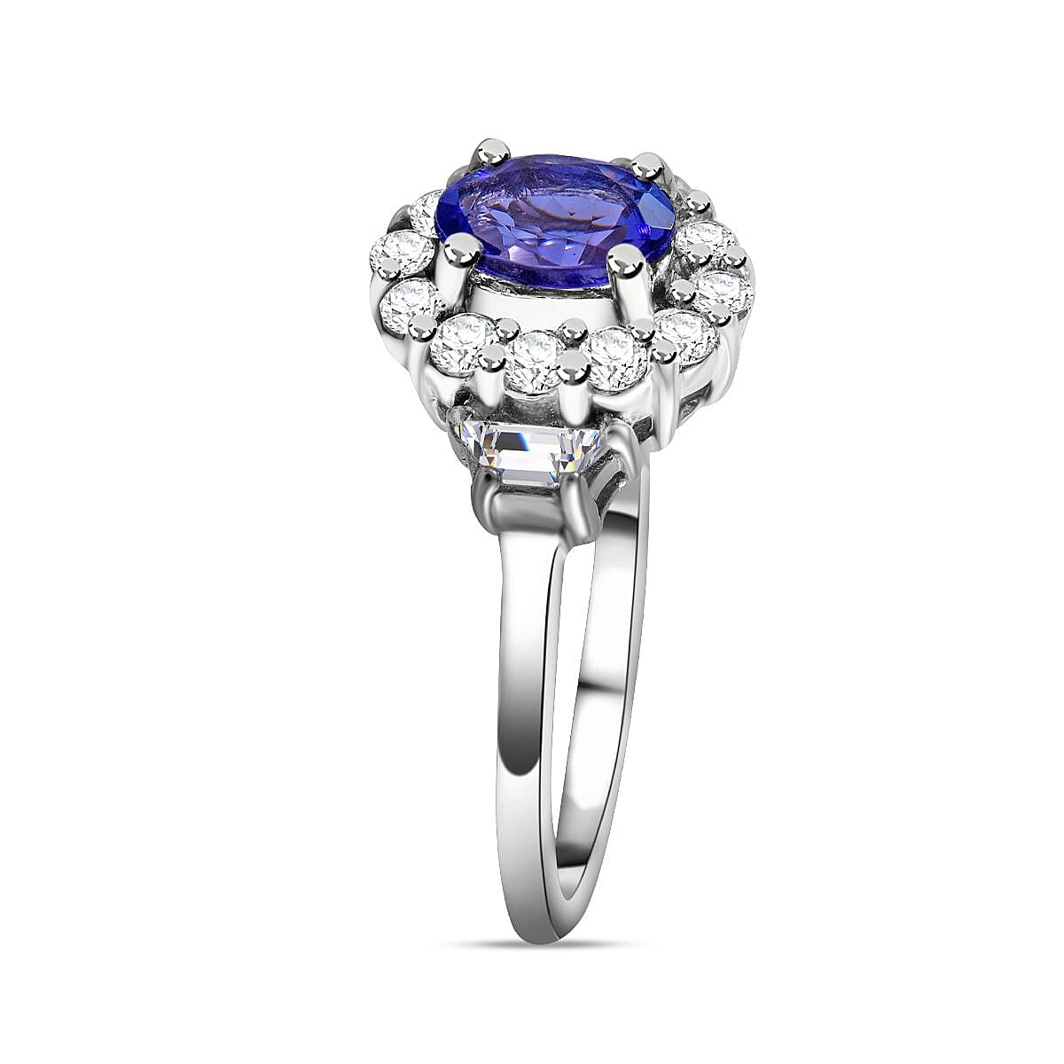 Tanzanite &amp; Natural Zircon Ring in Rhodium Overlay Sterling Silver 1.00 Ct. 7538789 3