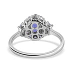 Tanzanite & Natural Zircon Ring in Rhodium Overlay Sterling Silver 1.00 Ct.