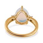 9K Yellow Gold Ethiopian Welo Opal & Moissanite Ring 2.12 Ct.