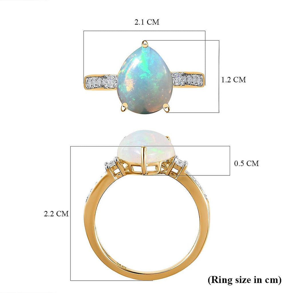 9K Yellow Gold Ethiopian Welo Opal & Moissanite Ring 2.12 Ct.