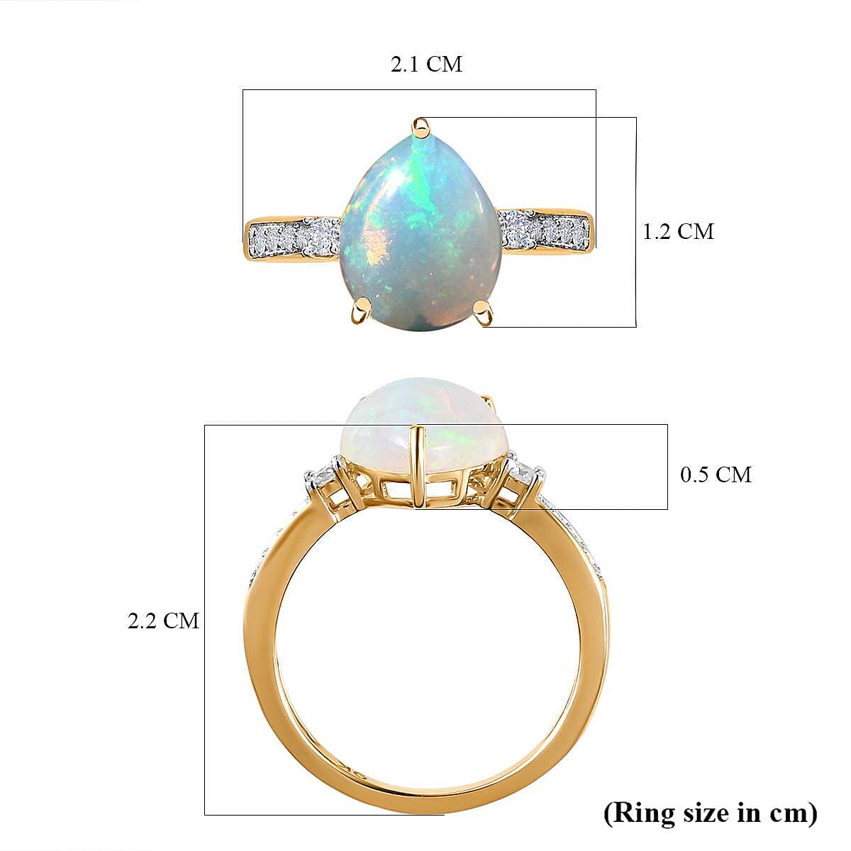 Ethiopian Welo Opal and Moissanite Ring in 9K Yellow Gold 7545914 5