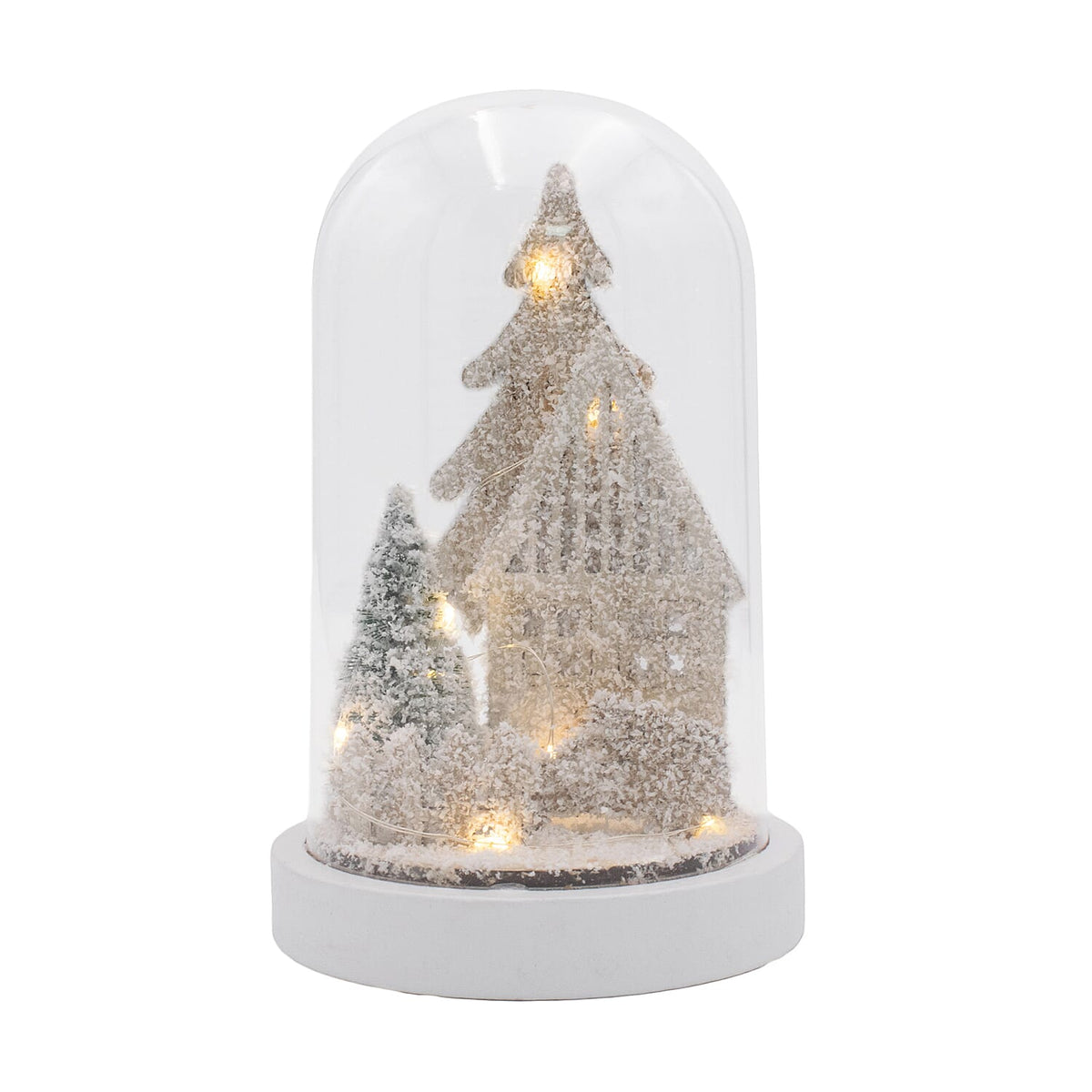 Snowy House and Tree Scene Light Up Dome - White 7551771 0