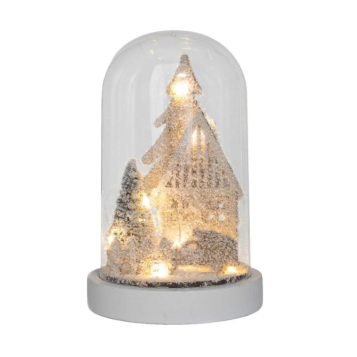 Snowy House and Tree Scene Light Up Dome - White 7551771 3