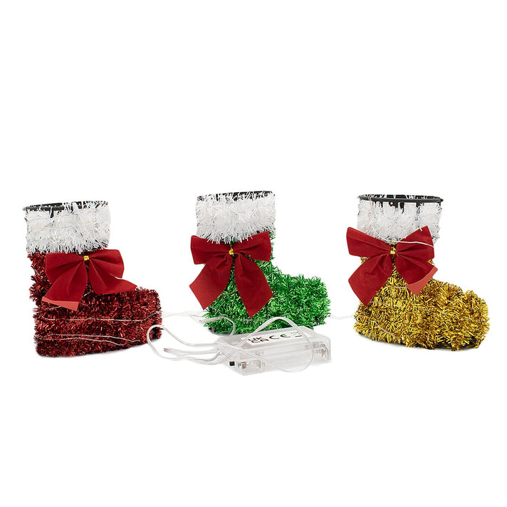 Set of 3 Stocking Christmas Lights (Battery Operated) - Multi 7551891 1