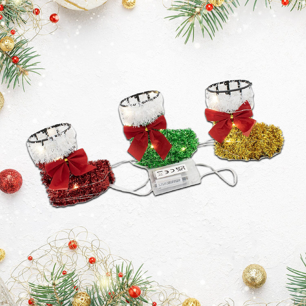Set of 3 Stocking Christmas Lights (Battery Operated) - Multi 7551891 2