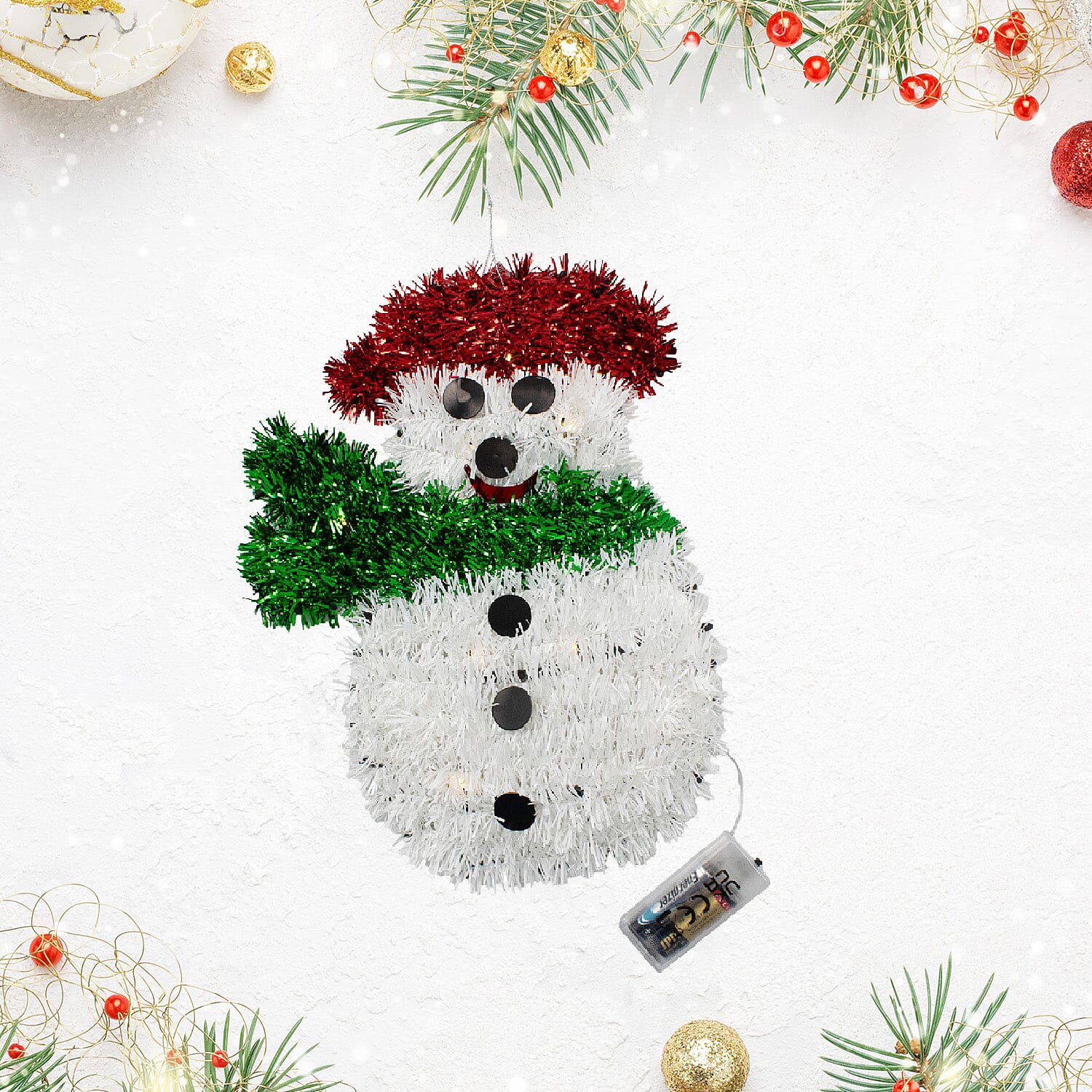 Light Up Tinsel Snowman 7551993 1