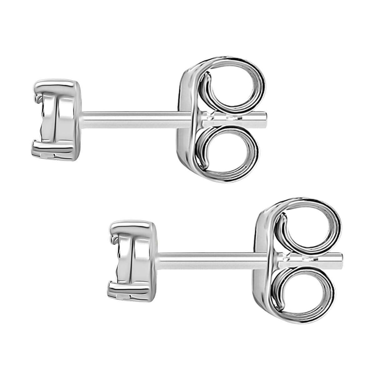 No Brand  White Diamond  Solitaire Stud Push Post Earring in Platinum Overlay Sterling Silver 0.01 ct,  Silver Wt. 11.9 Gms  0.012  Ct. 7556654 5