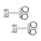 No Brand  White Diamond  Solitaire Stud Push Post Earring in Platinum Overlay Sterling Silver 0.01 ct,  Silver Wt. 11.9 Gms  0.012  Ct.