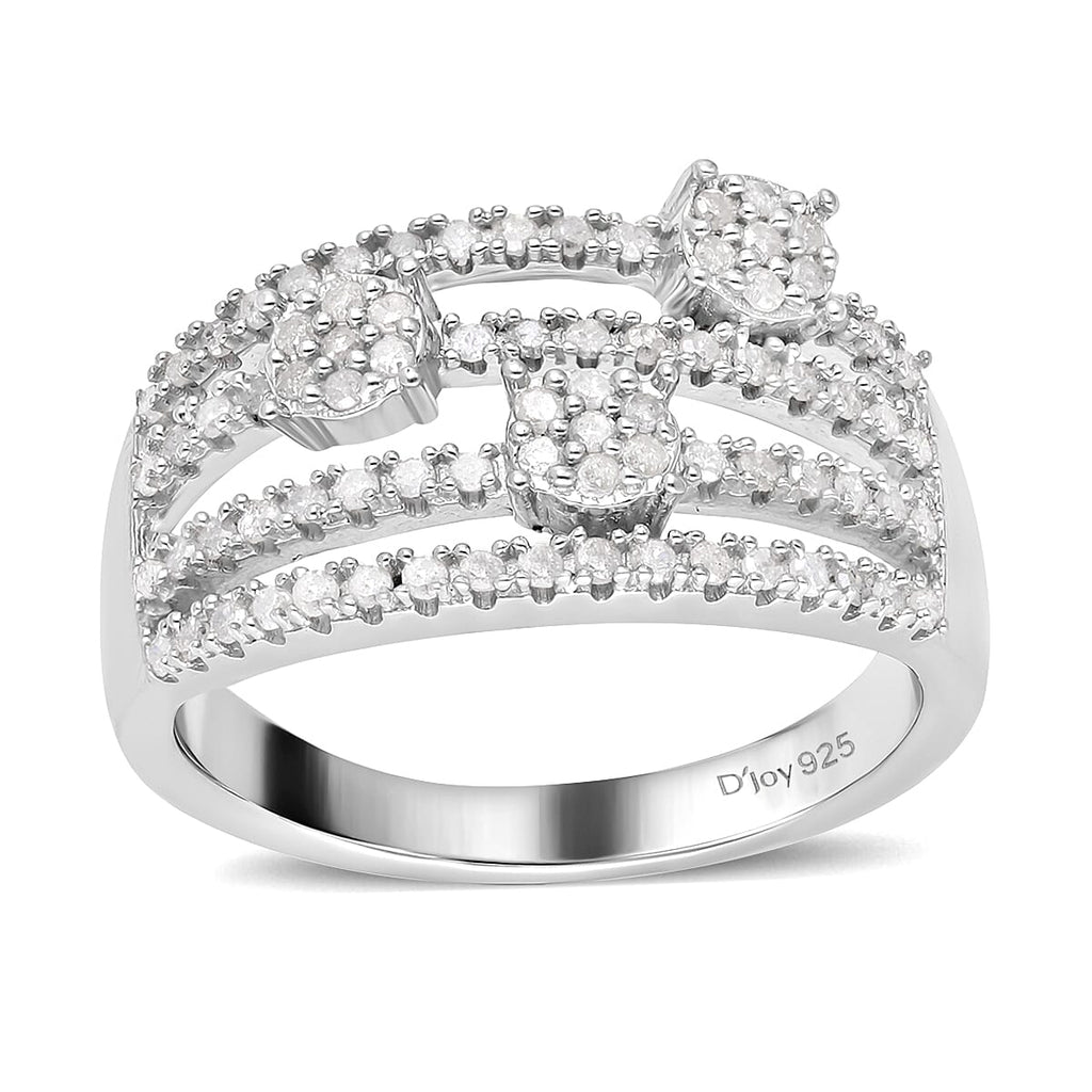 Diamond Ring in Platinum Overlay Sterling Silver 0.55 Ct.