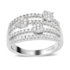 Diamond Ring in Platinum Overlay Sterling Silver 0.55 Ct.