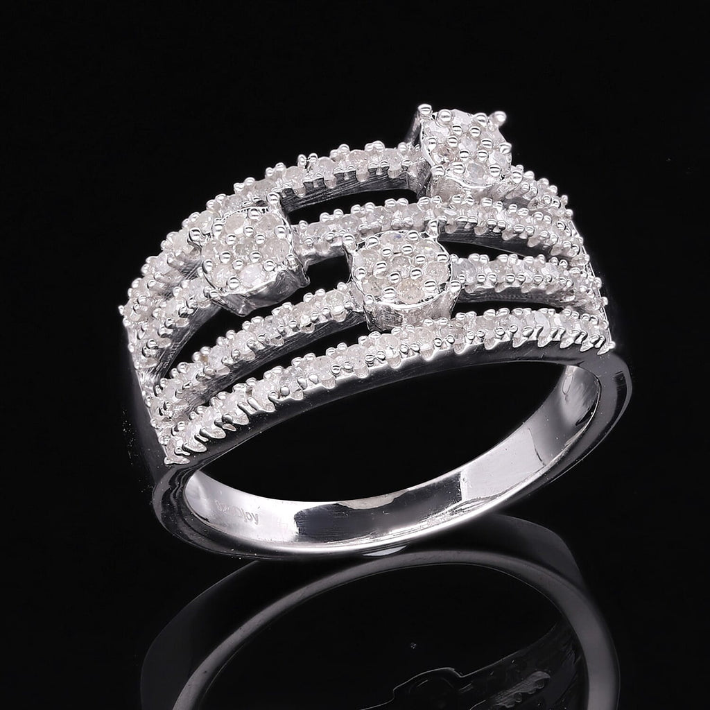 Diamond Ring in Platinum Overlay Sterling Silver 0.55 Ct.