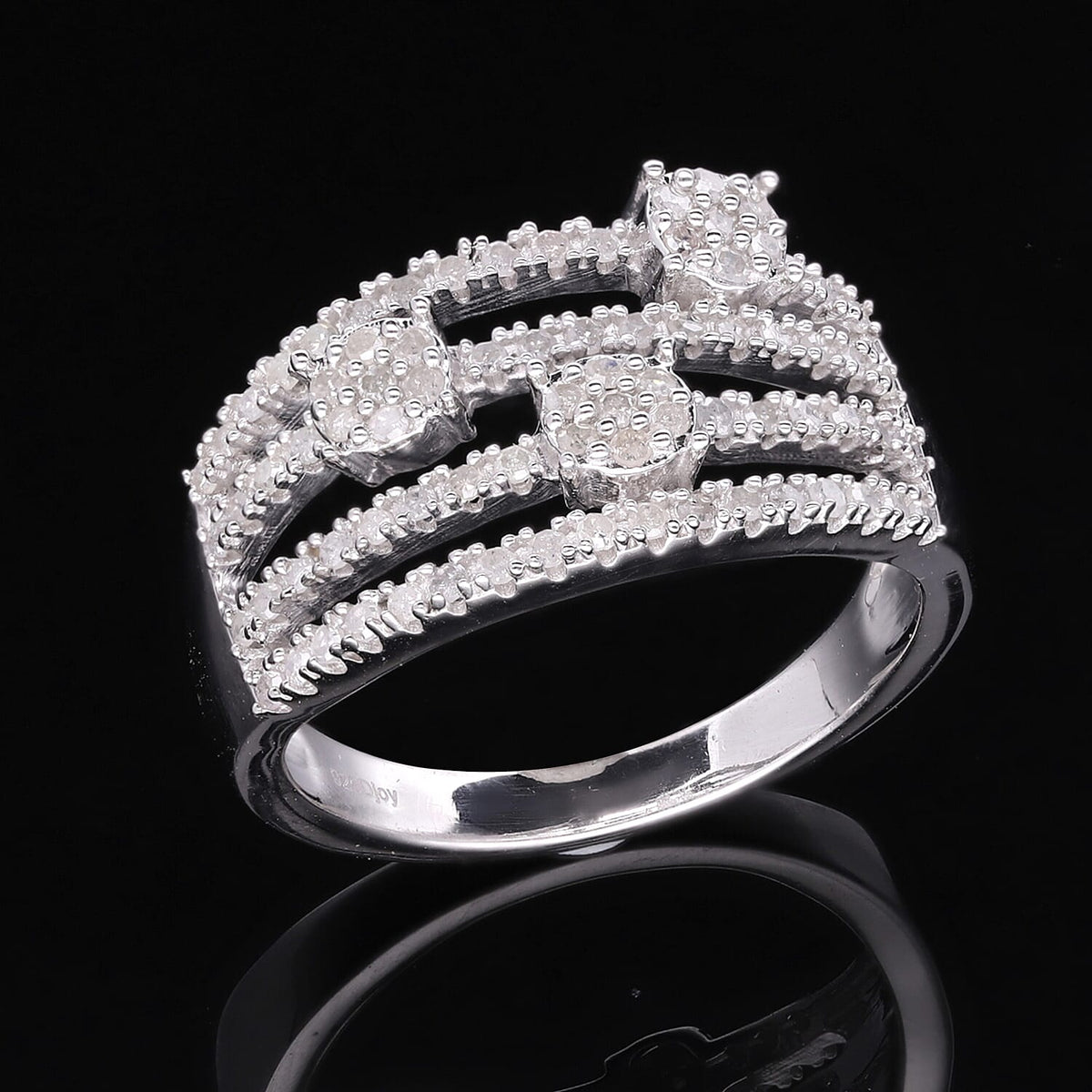 Diamond Ring in Platinum Overlay Sterling Silver 0.55 Ct. 7557327 2
