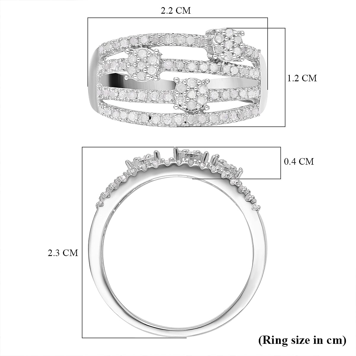 Diamond Ring in Platinum Overlay Sterling Silver 0.55 Ct. 7557327 5