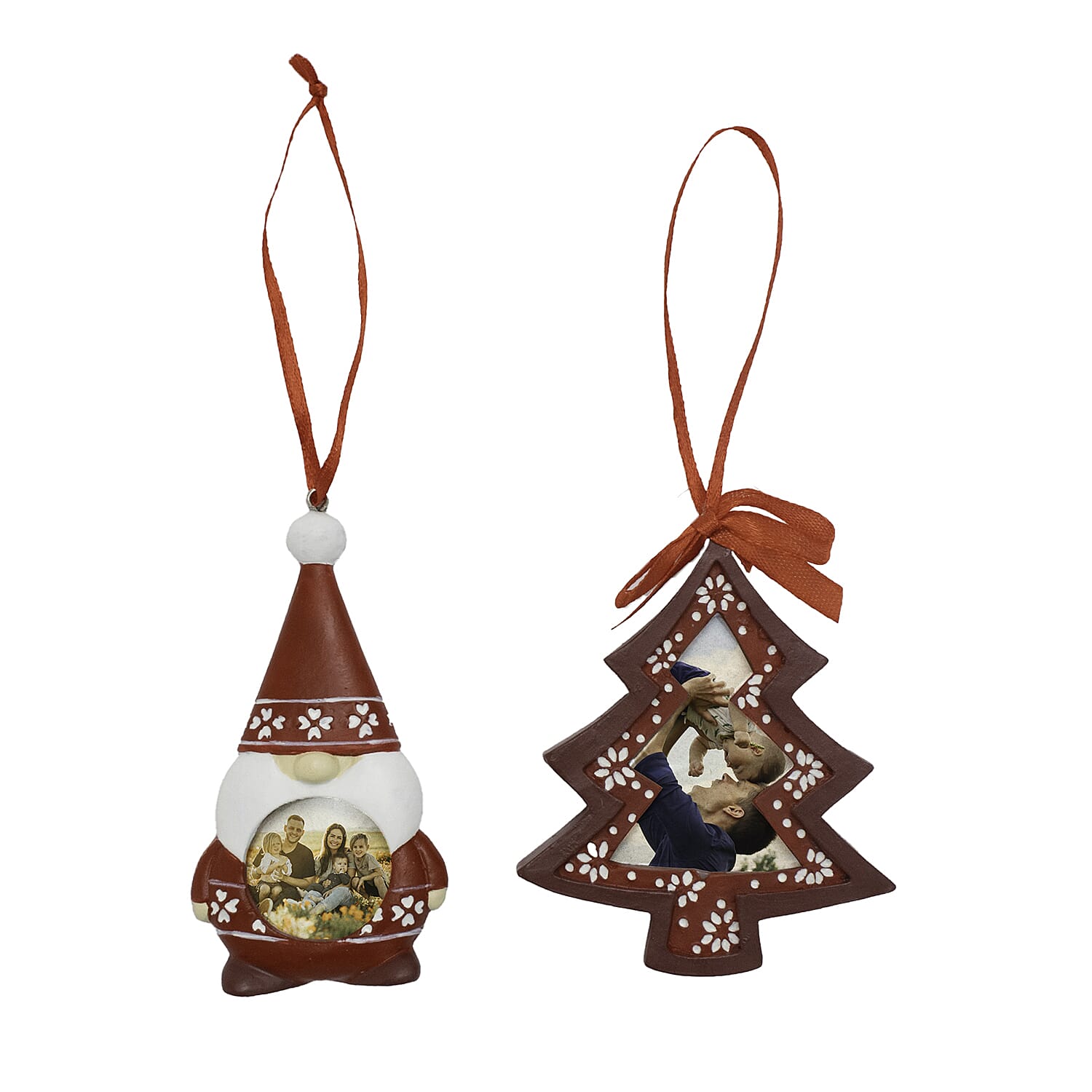 Set of 2 Hanging Photo Frames (Christmas Tree and Gnome) - Red 7558194 0