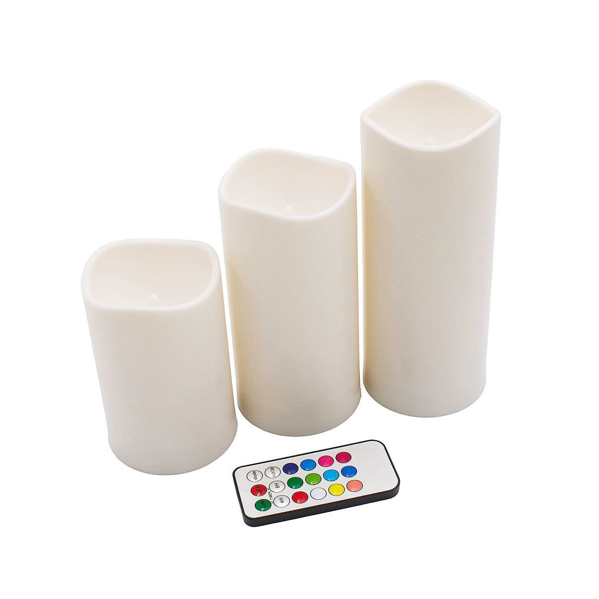 Set of 3 Colour changing LED White plastic Candles 7559146 0