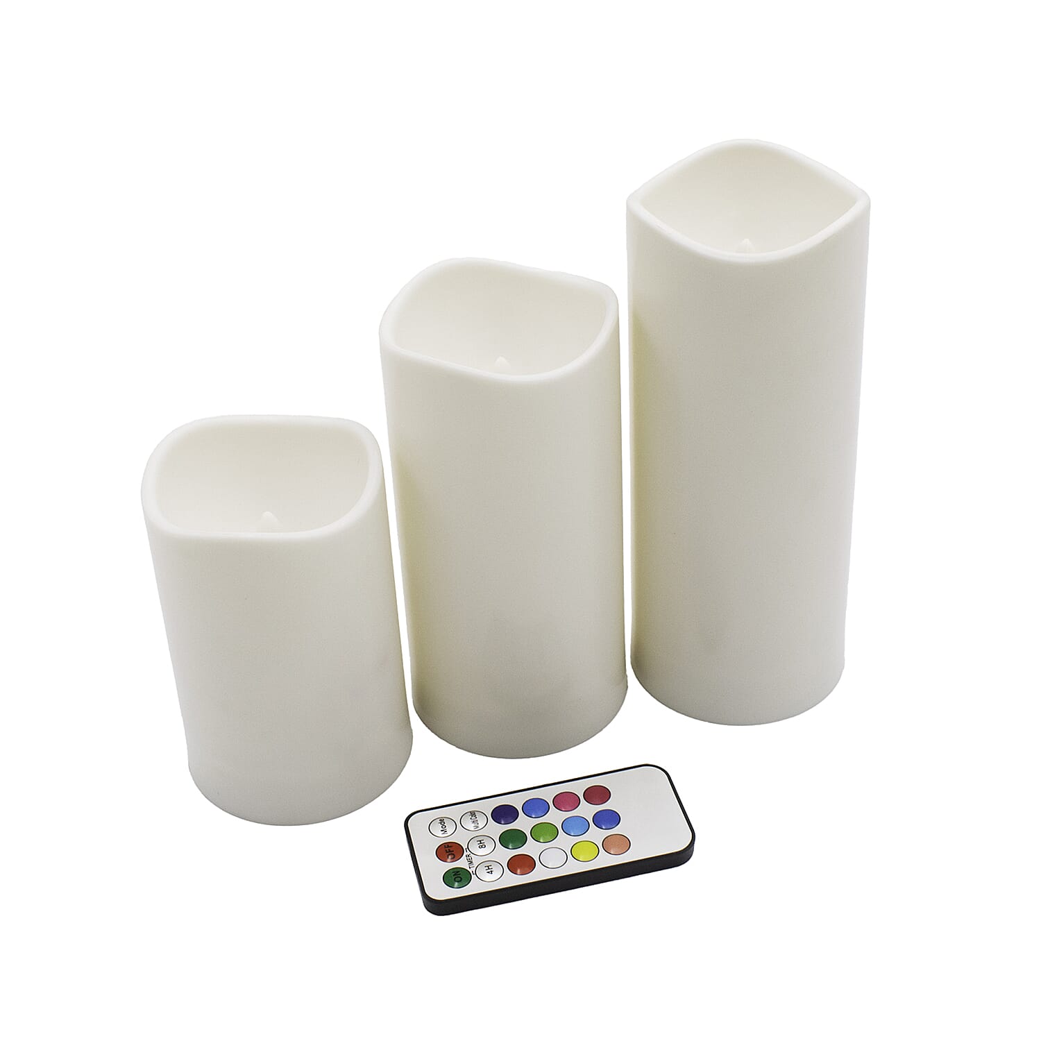 Set of 3 Colour changing LED White plastic Candles 7559146 0