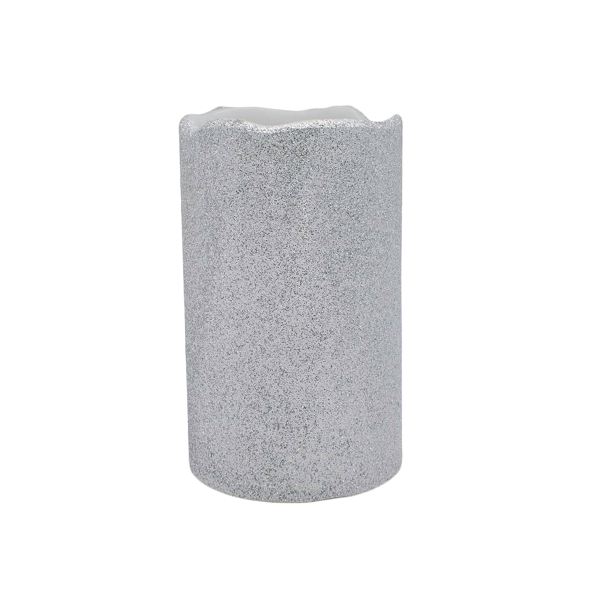 Set of 2 LED Silver Glittered Wax Candles 7559152 2