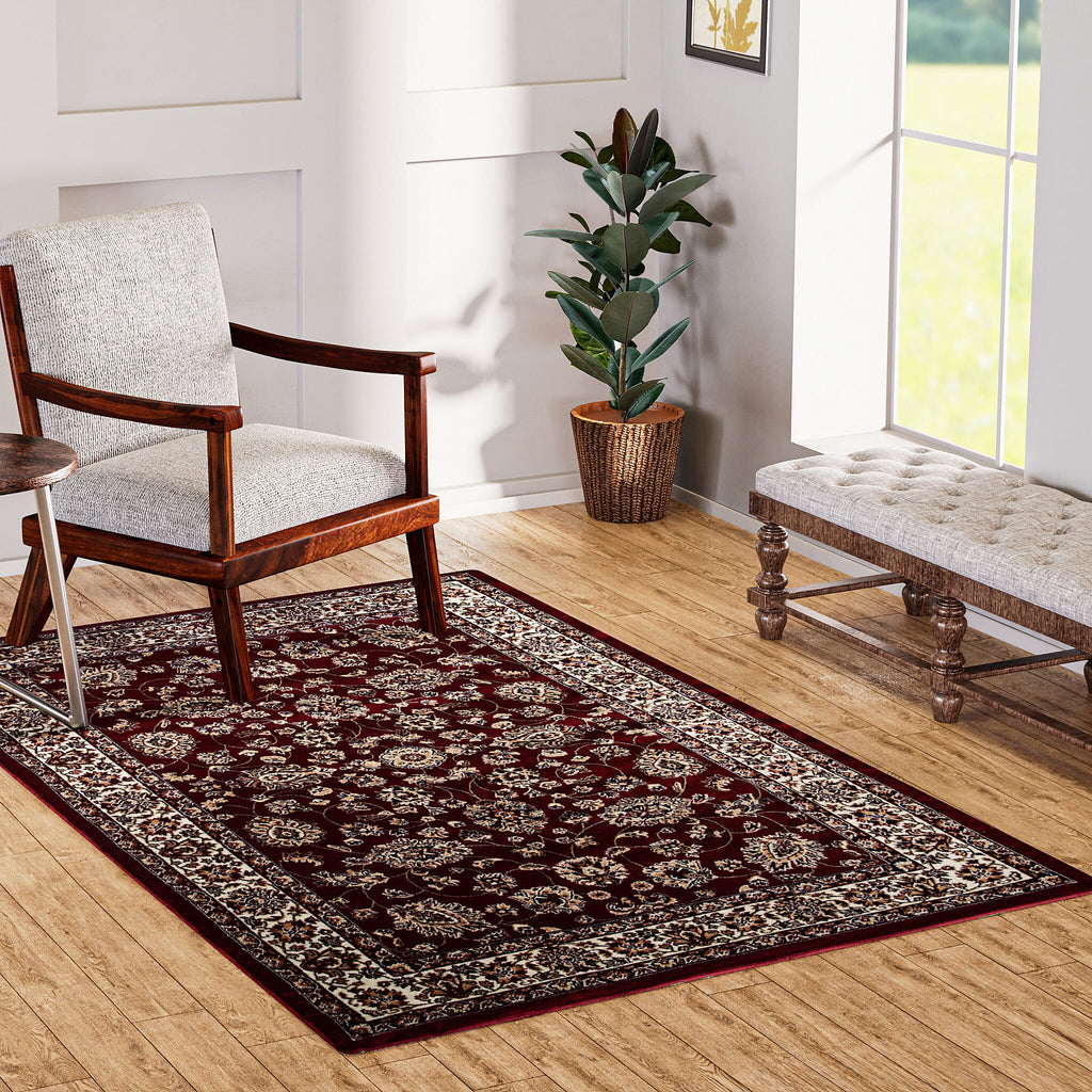Luxurious Pile Carpet with Kashmiri Artistry (Size 180x120cm) - Red
