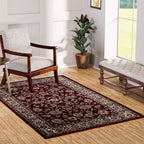 Luxurious Pile Carpet with Kashmiri Artistry (Size 180x120cm) - Red