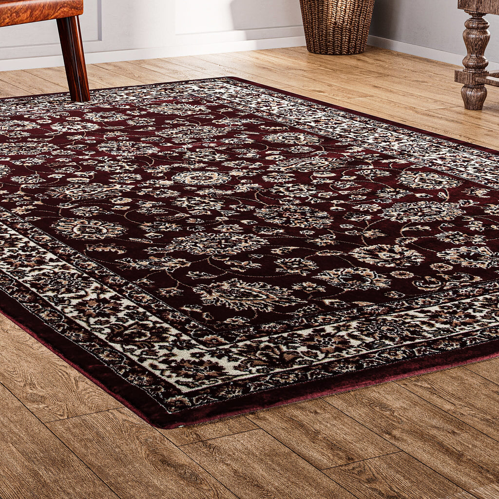 Luxurious Pile Carpet with Kashmiri Artistry (Size 180x120cm) - Red