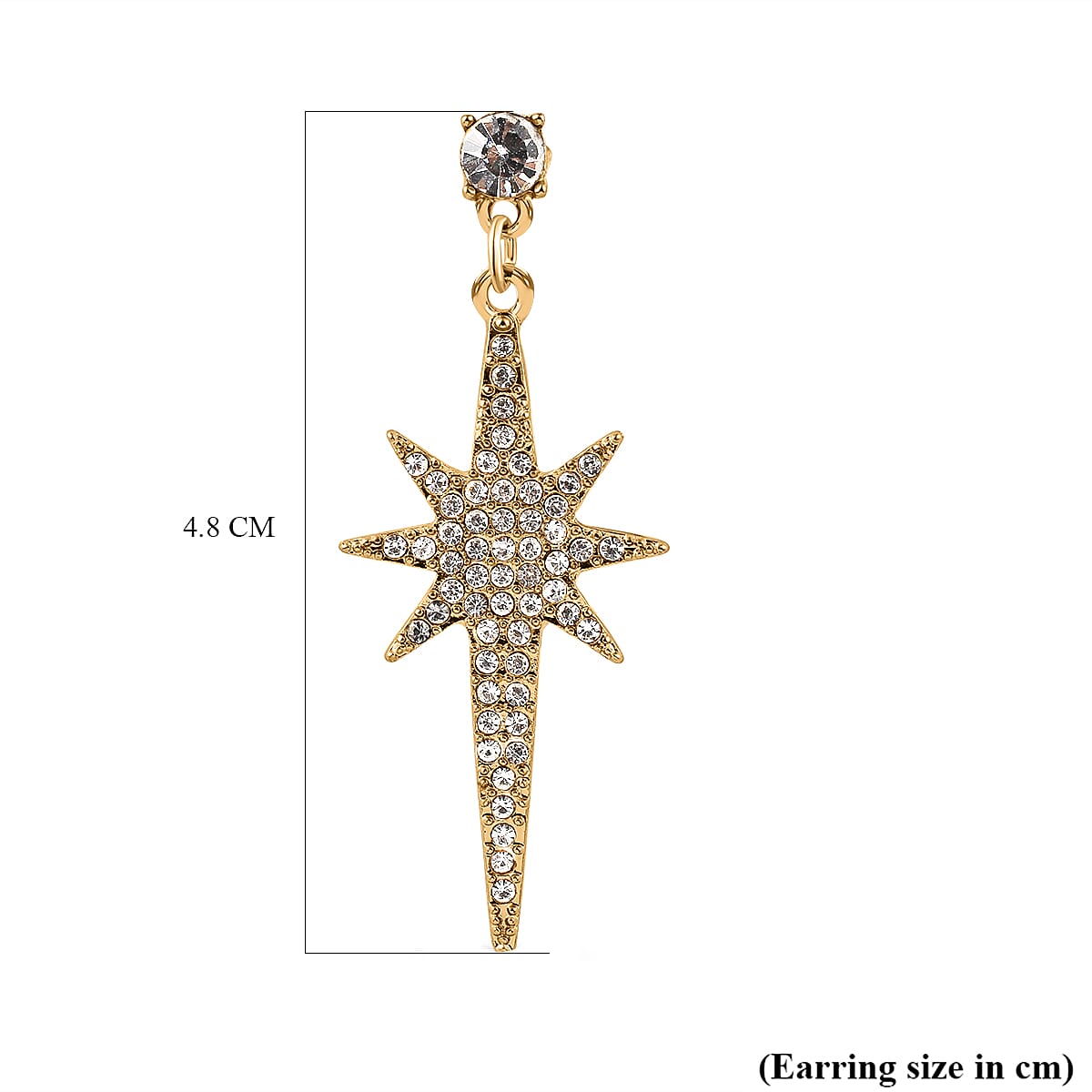 White Austrian Crystal Star Drop Earrings in Yellow Gold Tone 7561573 4