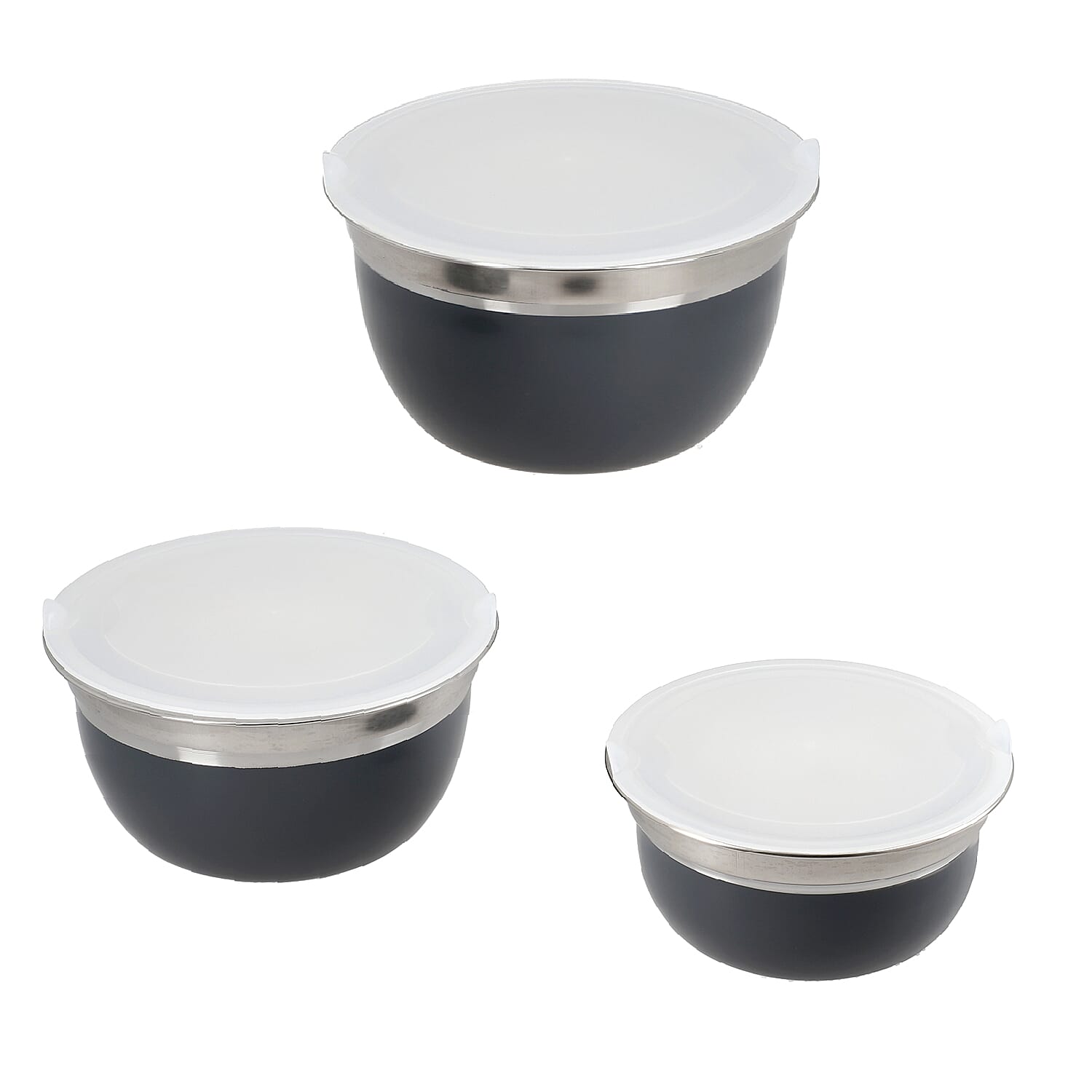Set of 3 Stainless Steel Bowl with inside Plastic lid 7561592 0