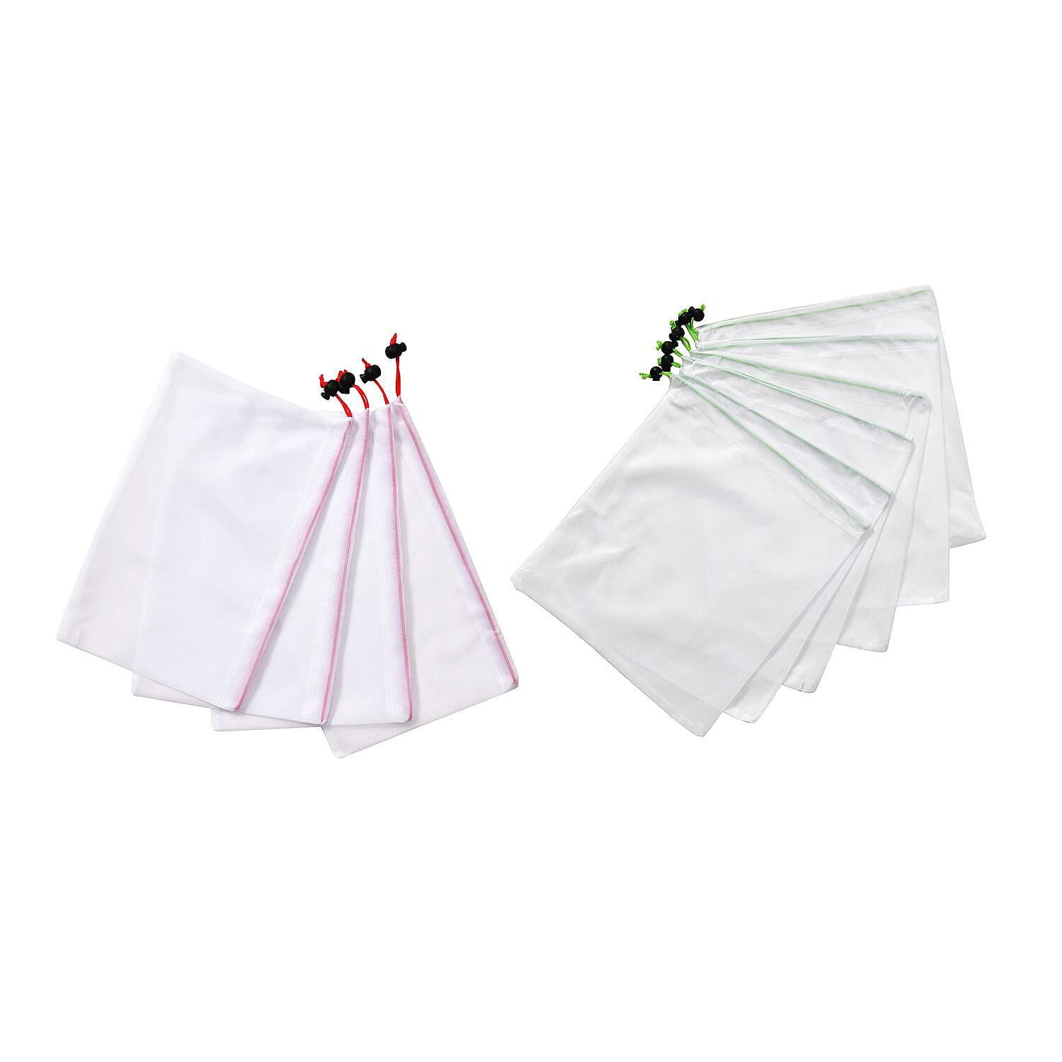 Set of 10 - Fruit Drawstring Eco-Friendly Mesh Bag Capacity - (4x14cm, 6x20cm) - White 7561952 0